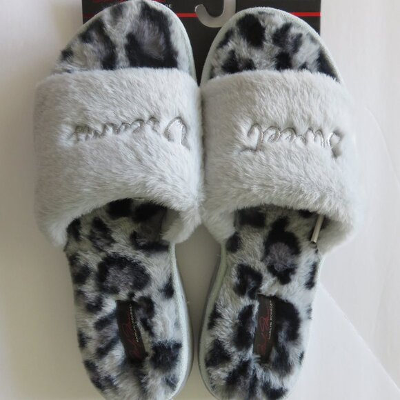 Marilyn Monroe Memory Foam Fuzzy Fur Leopard Indoor Outdoor Slippers Sz 10/11 - Picture 2 of 5